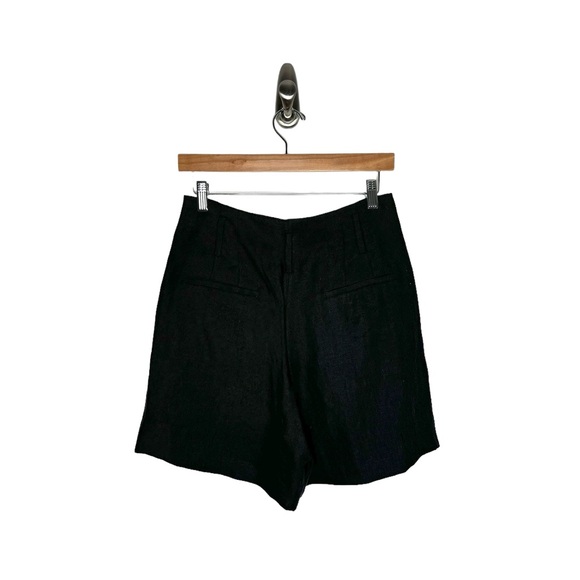Massimo Dutti | NWT 100% Flax Linen Pleated Shorts in Black US 6 - Picture 10 of 10